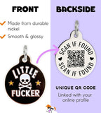 Personalized QR Code Dog Tags - Choose from 25+ Tag Designs - QR Code Links to Your Profile - Unique, Cute, Funny, Sassy Pet ID Tag (Little F*cker, Large (1.25 inch))
