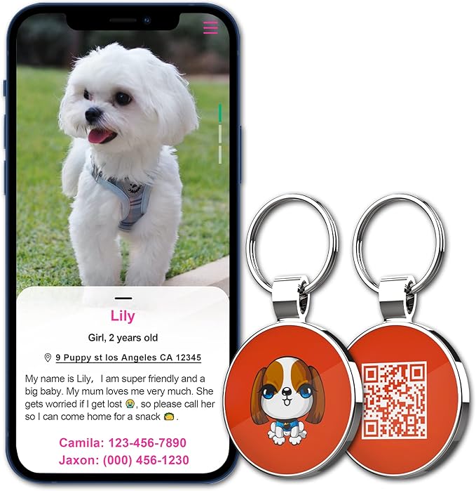 MYLUCKYTAG QR Code Dog Tags - Scan for Instant Pet Location Alert Email