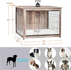 DWANTON Dog Crate Furniture with Cushion, Wooden Kennel Table with Double Doors, Indoor Dog House, Large Size, 38.5" L, Greige