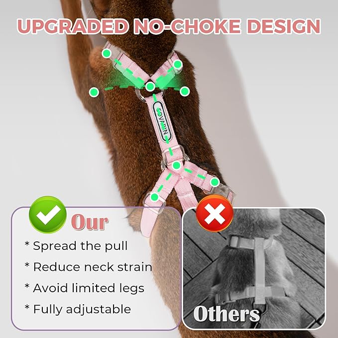 Cat Harness and Leash Set - Pink Lightweight Soft Kitten Harness Escape Proof, Adjustable Travel Pet Harness for Walking，Easy Control Comfortable Outdoor (Pink, One Size Fits All)