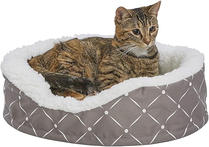 Midwest Homes for Pets CU20MRD Couture Orthopedic Cradle Pet Bed for Dogs & Cats, X-Small, Mushroom/White Diamond Pattern
