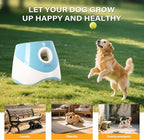 FAHKNS Automatic Dog Ball Launcher for Small Dogs, Indoor/Outdoor Interactive Dog Toy,USB Rechargeable Ball Thrower,10-30 Ft,Includes 15 Mini Tennis Balls,Blue