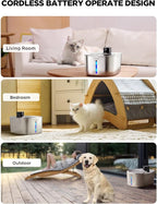 Cordless Cat Water Fountain, Battery Operated, 4L/135fl oz Stainless Steel Pet Water Fountain for Cats Dogs with Motion Sensor, Ultra Quiet Cat Drinking Fountain with 6 Filters (YPD-C004S)