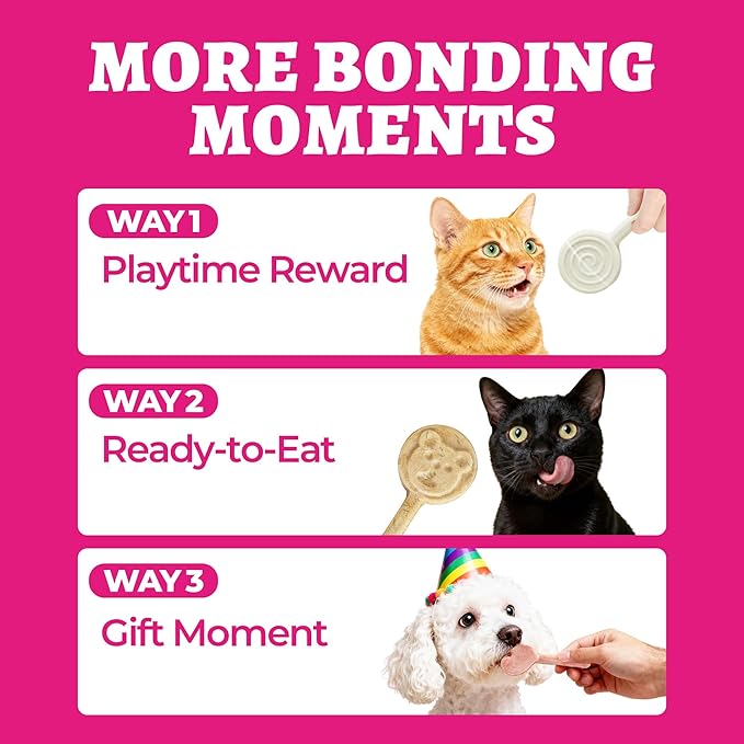 Wellix Freeze Dried Dog&Cat Treats - High Protein Chicken Recipe Lollipop Cat Treats - Three Flavors (Cat Grass, Dragon Fruit, Goat Milk) - Low Calorie Training Treats 21pcs