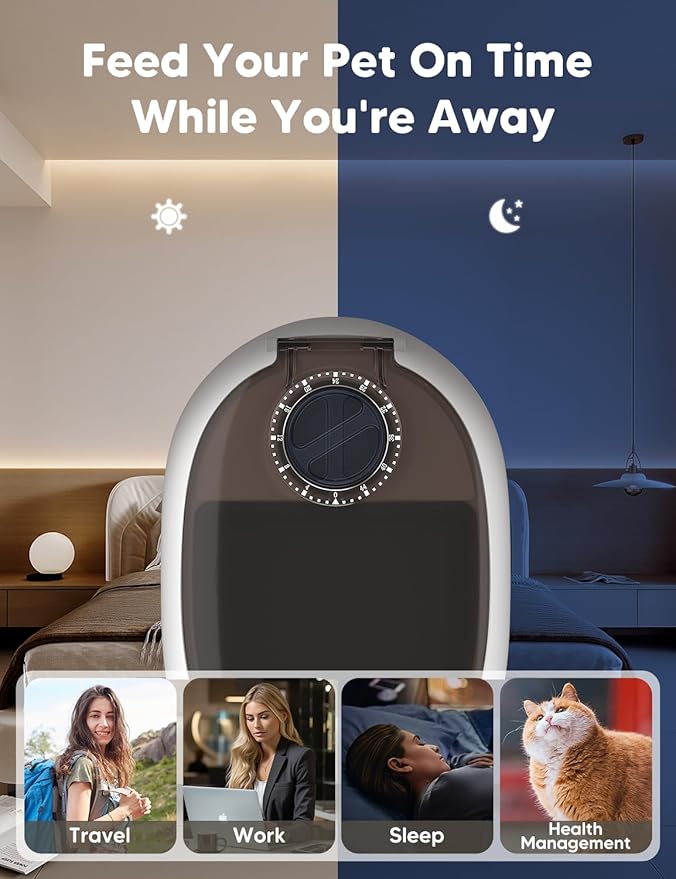 WOPET Automatic Cat Feeder, 48-Hour Programmable Pet Food Dispenser, Built-in Ice Gel Packs for Freshness – Ideal for Wet Food, Yogurt & Canned Meals – Perfect for Cats, Kittens & Small Dogs