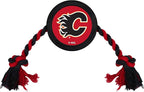 Pets First NHL Calgary Flames Puck Toy for Dogs & Cats. Play Hockey with Your Pet with This Licensed Dog Tough Toy Reward!