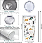 Cat Tumbler With Lid and Straw, 20 Oz Stainless Steel Insulated Water Bottle Coffee Mug, Gifts for Cat Lovers