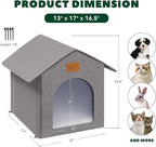 Outdoor Cat House Feral Cat Shelter,Outside Waterproof Cat House for Outdoor/Indoor Cats, Insulated Cat Bed for All Seasons with Cozy Cushion Easy to Assemble (Grey, Floor Spike Style)