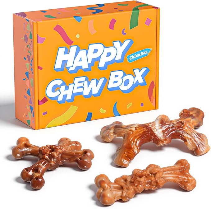 Dog Toys for Aggressive Chewers: Gift Box with 3 Pack Dog Chew Toys, Indestructible Dog Toy for Large Dogs Birthday, Tough Dog Toys to Keep Them Busy, Chew Toys for Dogs, Bacon Flavor 2595-2