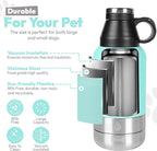 Stainless Steel Insulated Water Bottle with 2 Removable Water Bowls for Dogs – Leak-Proof Portable Dog Water Bottle - Travel Accessories for Dogs - 32oz - Teal