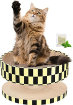 Cat Scratcher, Cardboard Cat Scratchers for Indoor Cats, Large Cat Scratching Board, Round Bowl Cat Scratch Pad Bed (Checkerboard)