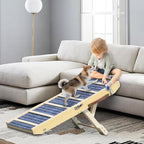Dog Ramp for Bed, Upgraded 33" Long Portable Dog Ramp for Couch, Wood Folding Pet Ramp for All Breeds Small Old Dogs to Get on Bed, 4 Adjustable Heights 12.9" to 17.7"(Wood, Up to 50lbs)