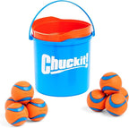 Chuckit! Ultra Ball Dog Toy with Chuckit! Cleaning Bucket Bundle, Bouncy Fetch Pet Toys For Dogs 20-60 lbs, Interactive Dog Toys, Durable Rubber, Size Medium, 2.5-inch Diameter, 8-Pack of Balls