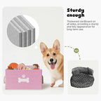 Dog Toy Basket with Lid, Dog Basket for Toys, Dog Toy Box with Cotton Rope Handles, Collapsible Storage Bins for Dog Toys, Dog Storage Organizer, Pink