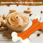 Dog Toys for Aggressive Chewers Large Breed, Tough Bones, Nylon Puppy Teething Chew Toys Medium Dogs, Heavy Duty Peanut Butter Flavor Toys