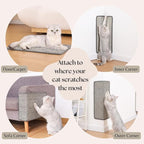 Boho Sisal Cat Scratcher Mat with Adhesive Strips (Scratch Protector for Carpet, Sofa, Wall, Corner Furniture), Durable and Shedding-Resistant Cat Scratching Surface (13x21.7 inch, Fishbone)