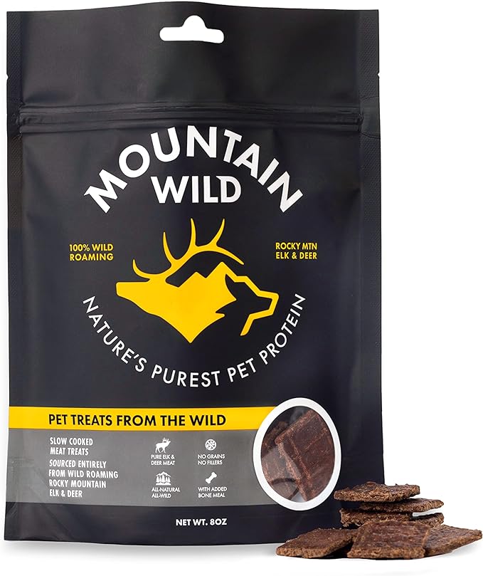 Venison Jerky Training Treats for Dogs – Elk & Deer Meat Protein Dog Treat High-Value Reward – All-Natural, No Fillers, Grain-Free, No Preservatives – 8 oz (1 Pack)