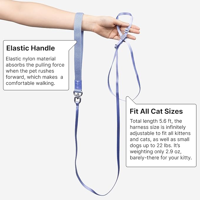 Cat Harness and Leash 2-in-1, Escape Proof Anti-Chocking Harness Adjustable Lighweight Leash Walking Outoor Training for Kitten Small Large Cats Puppy, US IDA Bronze Award (Midnight Black)