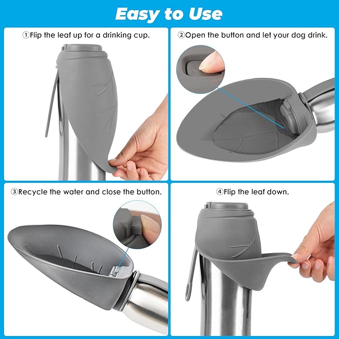 URPOWER 27 Oz Large Dog Water Bottle, Double Wall Insulated Stainless Steel Dog Travel Water Bottle Leak Proof Portable Pet Water Dispenser BPA-Free Drinking Bowl for Dog Outdoor Walking, Hiking