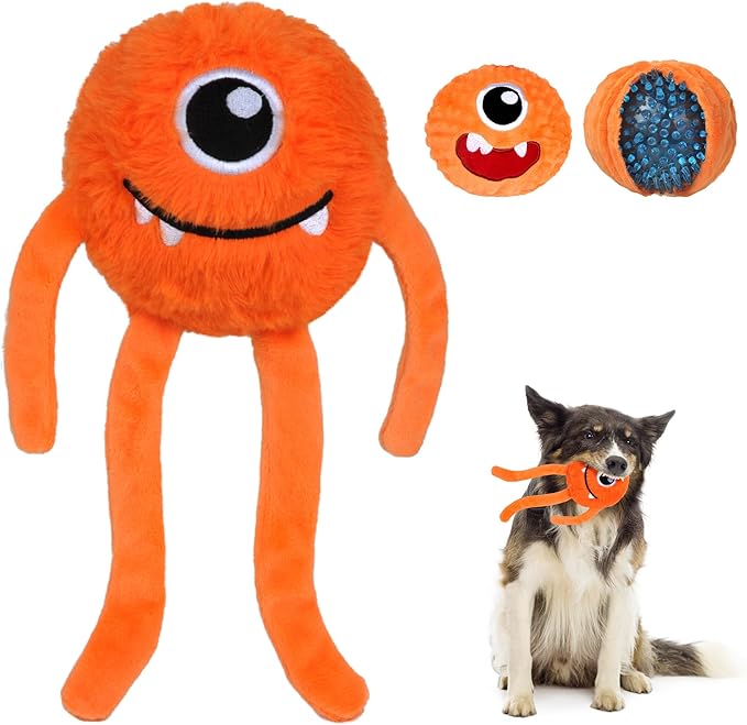 Fida Dog Chew Toys for Aggressive Chewers(3in1), Squeaky Dog Toys for Large Dogs, Interactive Dog Toys to Keep Them Busy, Dog Ball for Small, Medium and Large Dogs(Orange)