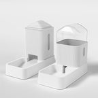 Automatic Cat Feeder and Water Dispenser 2Pcs, Dog Gravity Food Feeder and Water Bowl for Small Medium Pets Puppy Kitten, 3.5L/118.36oz Large Capacity, Easy to Clean (White)