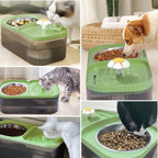 Suertree Cat Fountain Water Bowl Stainless Steel, 101oz/3L Automatic Pet Water Fountain, Dog Water Dispenser Cat Feeding Watering Supplies with 2 Filters for Cats, Dogs, Pets Green