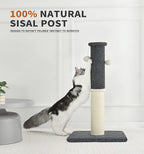 Made4Pets Tall Cat Scratching Post, Heavy Duty and Thicker Scratching Posts for Indoor Cats Adults, 33" Natural Sisal Cat Scratcher with Hanging Balls, Sturdy Base Cat Scratch Post, Dark Grey
