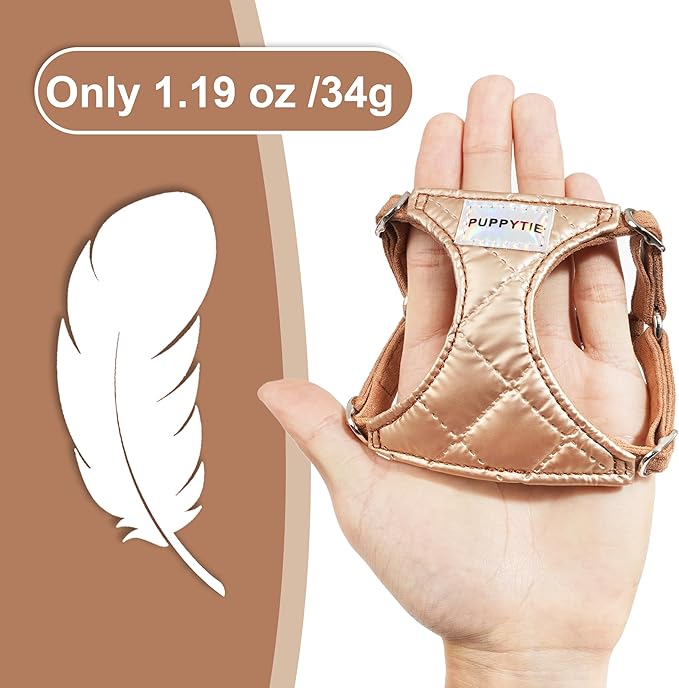 Puppytie No Pull Small Dog Harness with Multifunction Dog Leash,Lightweight Soft Adjustable No Choke Escape Proof Pet Harness Vest Pet Harness Vest,Glossy Oat Brown,S