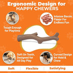 Natural Rubber Durable Dog Toys for Large & Medium Dogs Brown Bacon Flavored Curved Branch Shape Tough Chew Toy for Dogs Safe Tested & Non-Toxic Squeak Dog Toys