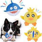 Squeaky Dog Toys for Aggressive Chewers(3in1), Interactive Durable Ball Chew Toys with Crinkle Paper & Tearable Plush, Puppy Teething Toys for Large, Medium & Small Dogs to Keep Them Busy(2Pack)