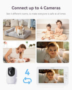 Baby Monitor with Camera and Audio, 7" 720P HD Video Baby Monitor No WiFi, 6000mAh Battery, VOX Mode, Auto Night Vision, Hack Proof, Remote PTZ