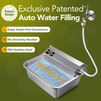 Automatic Water Dispenser for Dogs 2 Gallons, 304 Stainless Steel Dog Water Bowl Dispenser for Farm Chicken Pets Indoor&Outdoor Dog Waterer Feeder Fit 3/4'' GHT Faucet Auto Filling Wide Drinking Area