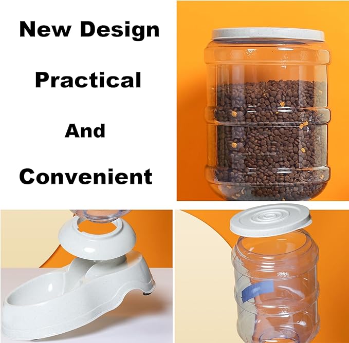 Automatic Dog Feeder and Water Dispenser Set for Large Dogs, 1 Gallon Gravity Dog Cat Food and Water Dispenser Set with Pet Food Bowl,Large Pet Food Water Dispenser Station