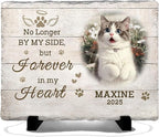 Personalized Cat Sympathy Gifts, Cemetery Decorations for Grave, Custom Pet Memorial Stone with Photo Name Date Bereavement Sympathy Gift for Cat Lover (Quote 10)