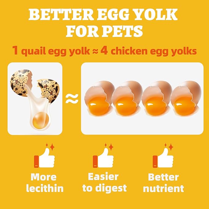 Wellix 9oz Freeze Dried Quail Eggs for Cats&Dog Treats - High-Protein Freeze Dried Quail Egg Yolk Cat Treats for Skin&Coat Health - Delicious Training Snacks for Puppy,Kitten Treat