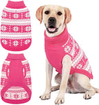 KOOLTAIL Cable Knit Dog Sweater Turtleneck, Cold Weather Pullover Classic Knitwear, Snowflake Pattern Thick Warm Winter Pet Clothes, Dog Christmas Sweater for Small Medium Large Dogs Girl, Pink L