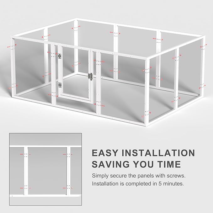 Clear Acrylic Dog Playpen, Indoor Pet Fence with Clear Panels, Easy to Assemble & Clean, Suitable for Rabbits, Cats, Hedgehogs, Small Dogs (39 Inch, 8 Panels)