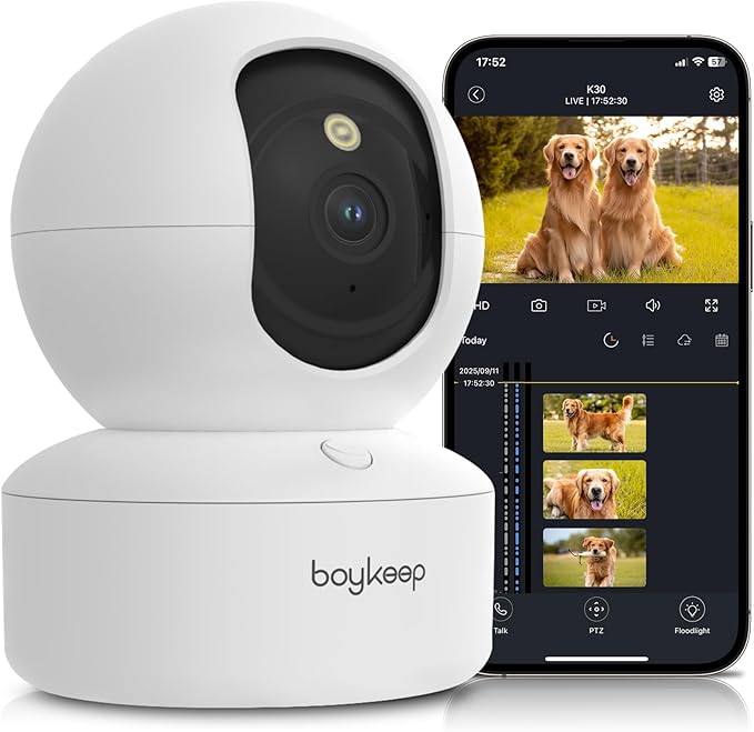 BoyKeep Indoor Camera 2K, 5G/2.4GHz Pet Camera with Phone App,Cameras for Home Security, Motion Tracking, Color Night Vision, 2-Way Audio, WiFi 12-Second Cloud Storage