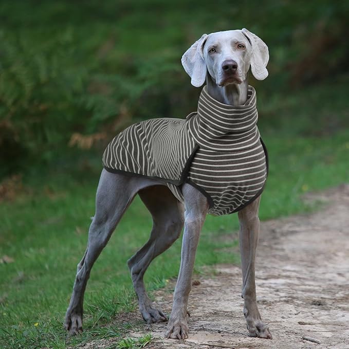 ROZKITCH Dog Winter Coat Soft Pullover Pajamas, Pet Windproof Warm Cold Weather Jacket Vest Cozy Jumpsuit Apparel Outfit Clothes for Small, Medium, Large Dogs Walking Hiking Travel Sleep Stripe L