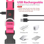 Vizpet LED Dog Collar, Light Up Dog Collar Adjustable USB Rechargeable Super Bright Safety Light Glowing Collars for Dogs (X-Large, Pink)