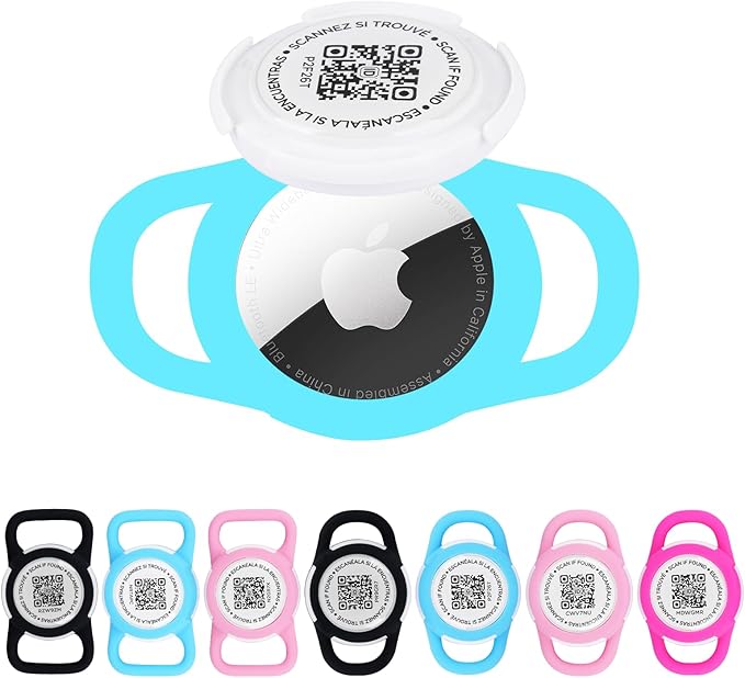 QR Code Pet Tracker Case for Collars - Waterproof Silicone Holder for Small Dogs Cats, Lightweight Reusable ID Tag (Blue, S)