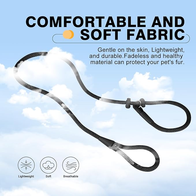 Lynxking Dog Leash Slip Lead Reflective Breathable Rope Comfortable Strong No Pull Slip On Pet Training Lead for Dogs