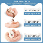 Round Dog Bed for Small Dogs & Cats -Washable Dount Cute Cat Bed for Indoor Cats, Orthopedic Sherpa Fleece Soft Cozy Calming Pet Bed with Removable Zipper Cover (Orange Check, (23x23x8inches))