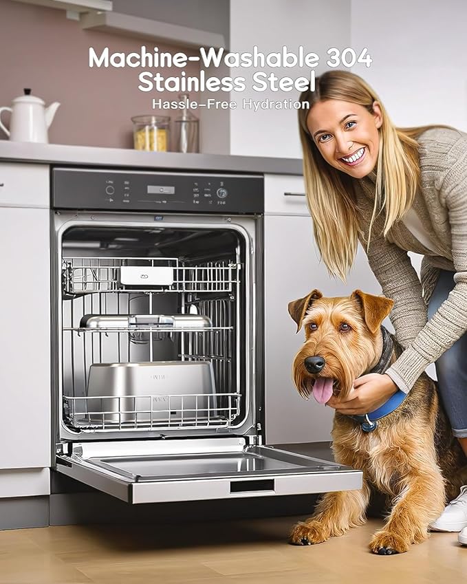 Stainless Steel Dog Water Fountain, 3 Gallon Extra Large Pet Fountains for Large Dogs, Great Dane Waterer Automatic Dog Bowl Dispenser,Filter Drinking Bowls for Multi Pets, Easy to Clean, Quiet Pump