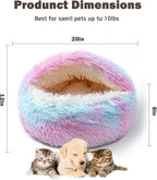 Cat Bed Calming Cat Beds,Indoor Washable Cat Bed，Anti-Slip Faux Fur Fluffy Cuddler Anxiety Cat Bed,Warming Cuddler Cushion Bed for Small Medium Dogs and Cats (Dazzling colors, 20*20inch)