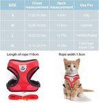 shudyear Summer cat Chest Harness and Leash, Anti-Escape Adjustable Soft mesh cat Leash and Chest Harness Set for All Types of Cats cat Vests (Size S,Red)