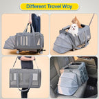 Expandable Pet Carrier with Wheels, Double Cat Dog Carrier 21"x 17"x 16" up to 40 Lbs, Rolling Pet Carrier for Cats and Dogs, Extra Large Pet Travel Carrier, Ideal for Outdoor/Travel