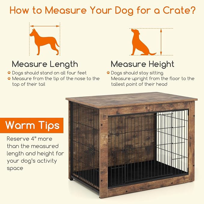 PETSITE Dog Crate Furniture for Small/Medium Dogs, 33" Indoor Pet House Side End Table w/Cushion, Double Doors, Heavy-Duty Chew-Resistant Wood Metal Dog Kennel up to 45 LBS (33 x 22 x 25.5 Inches)