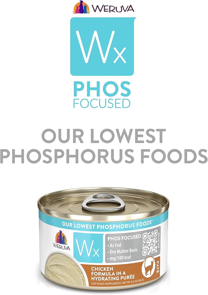 Weruva Wx Phos Focused, Chicken Formula in a Hydrating purée, 3oz Can (Pack of 12)