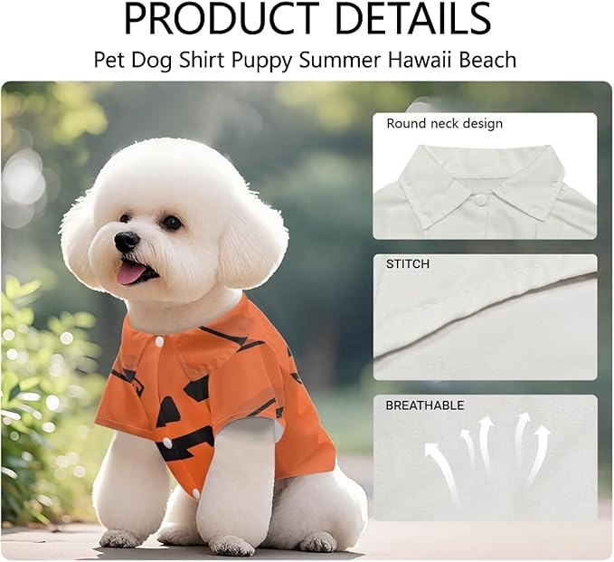 Pumpkin Dog Shirts for Medium Dogs Funny Halloween Costumes for Dogs Breathable Chihuahua Clothes for Girl Boy Lightweight Yorkie Puppy Clothes Outfit Cat Vest for Luau Party Beach